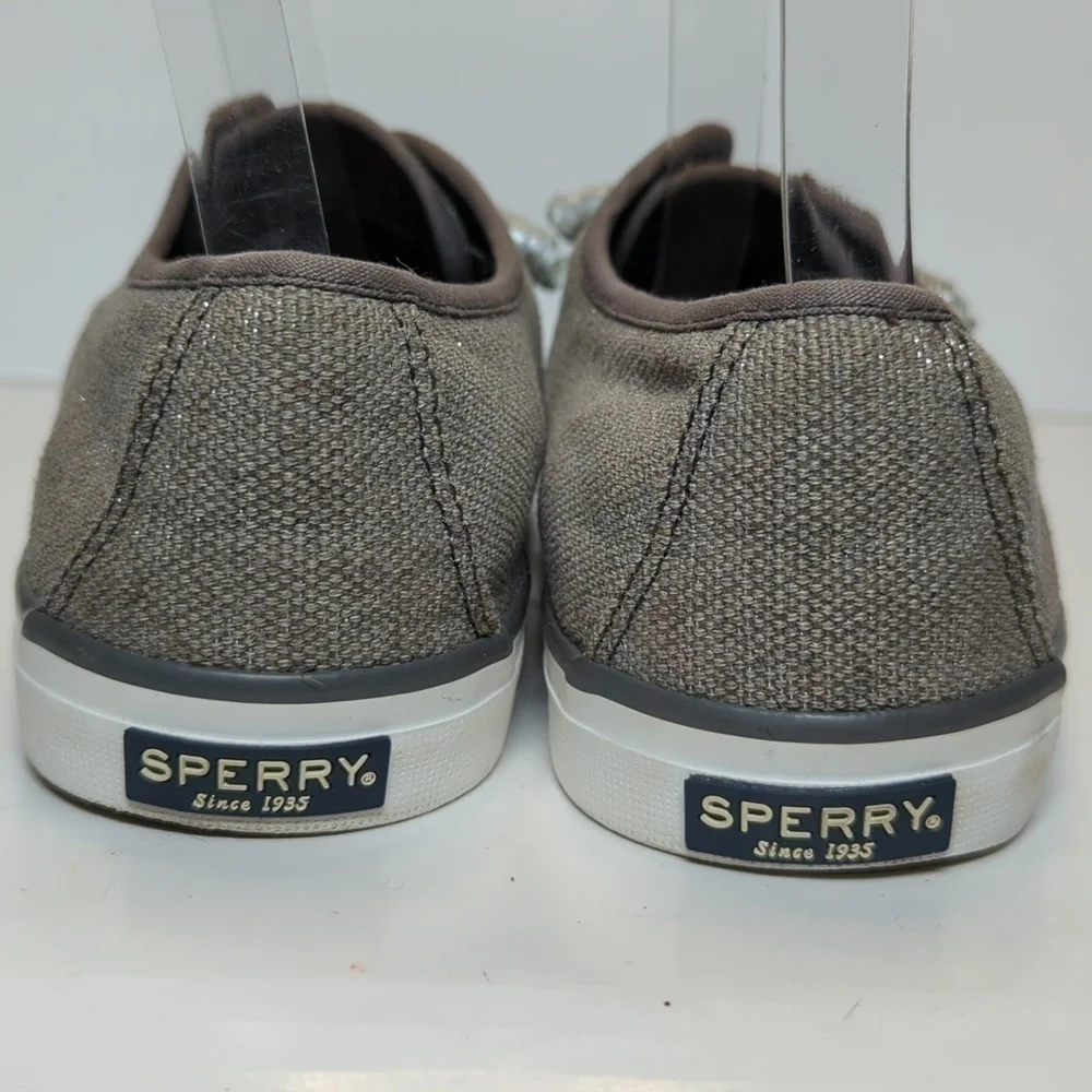Sperry Top Sider Seacoast grey and silver metallic boat shoe woman's size 10